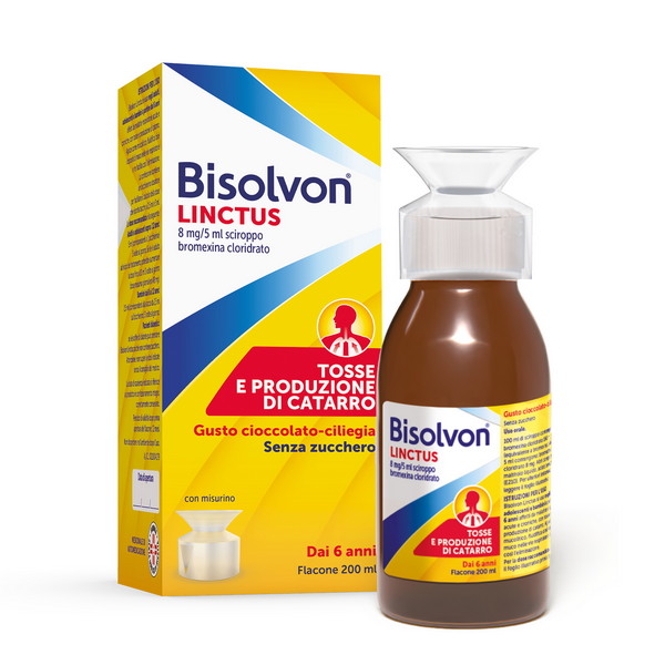 Bisolvon Linctus 8mg/5ml Sciroppo - Gusto Cioccolato-Ciliegia Bromexina Cloridrato