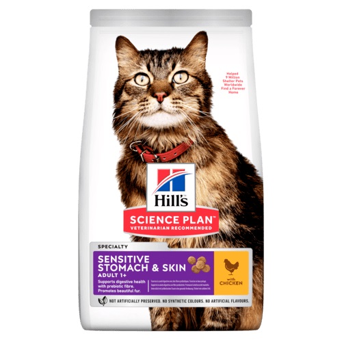 HILL'S FELINE ADULT SENSITIVE STOMACH&SKIN CHICKEN 1,5 KG