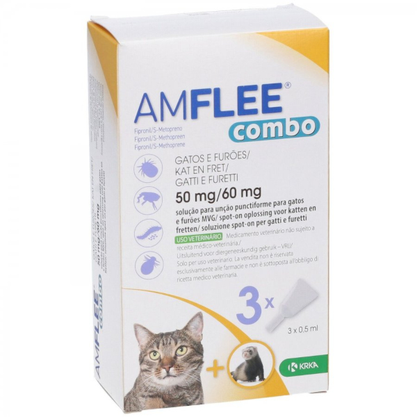 Amflee Combo 3 Pipette Per Gatti E Furetti 50 Mg/60 Mg