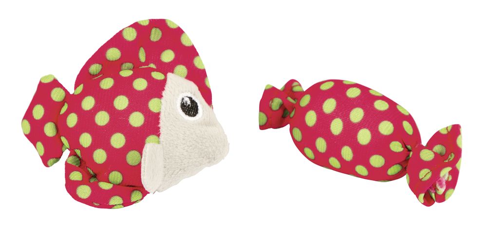 KERBL GATTO GIOCO PESCE STOFFA 7,5 CM ROSSO/VERDE