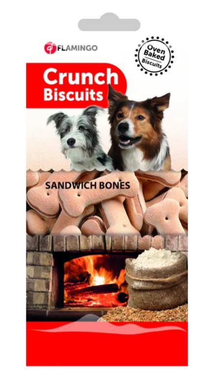 FLAMINGO CANE SNACK BISCOTTI CRUNCH SANDWICH BONES 500 GR