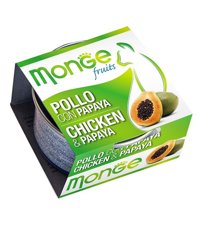 MONGE FRUITS POLLO C/PAPAYA80G