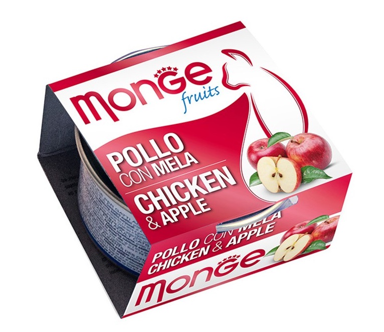MONGE FRUITS POLLO C/MELA 80G