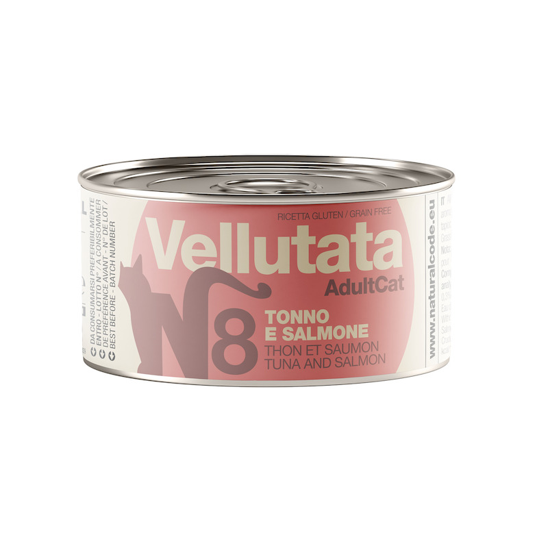 NATURAL CODE GATTO LATTINA (V8) VELLUTATA TONNO & SALMONE 85 GR