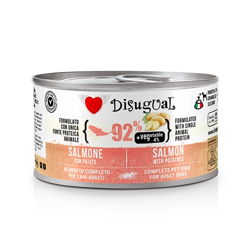 DISUGUAL CANE VEGETABLE ADULTO SALMONE & PATATE LATTINA 150 GR
