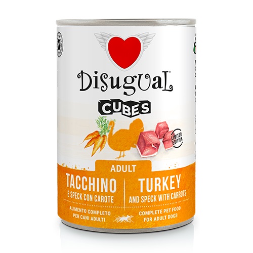 DISUGUAL CANE CUBES ADULTO TACCHINO, SPECK & CAROTE LATTINA 400 GR