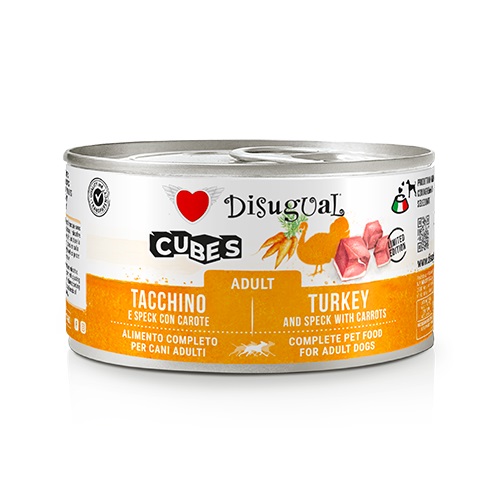 DISUGUAL CANE CUBES ADULTO TACCHINO, SPECK & CAROTE LATTINA 150 GR