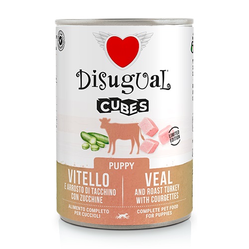 DISUGUAL CANE CUBES PUPPY VITELLO, TACCHINO & ZUCCHINE LATTINA 400 GR