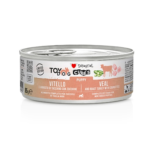 DISUGUAL CANE TOYDOG CUBES PUPPY VITELLO, ARROSTO DI TACCHINO & ZUCCHINE LATTINA 85 GR
