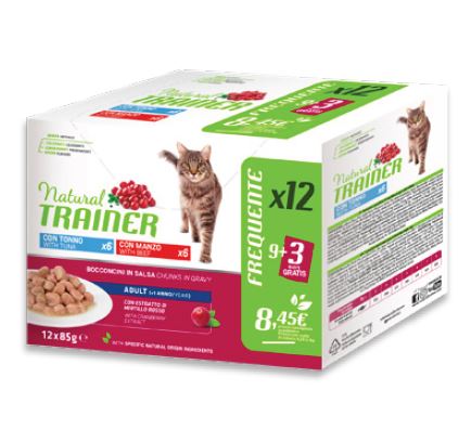 TRAINER GATTO NATURAL ADULTO MULTIPACK TONNO & MANZO CF. (12x85) GR