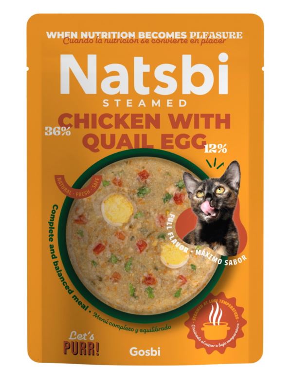 GOSBI GATTO NATSBI STEAMED BUSTA ADULTO POLLO & UOVA DI QUAGLIA 80 GR