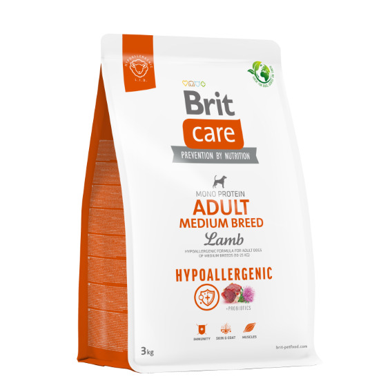BRIT CARE CANE HYPOALLERGENIC ADULT MEDIUM LAMB 3 KG