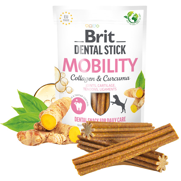 BRIT CANE SNACK DENTAL STICK MOBILITY COLLAGENE & CURCUMA 251 GR
