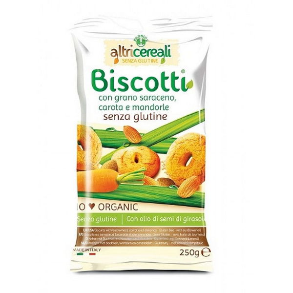 Altricereali Biscotti Di Grano Saraceno Con Carota E Mandorle Bio 250 G