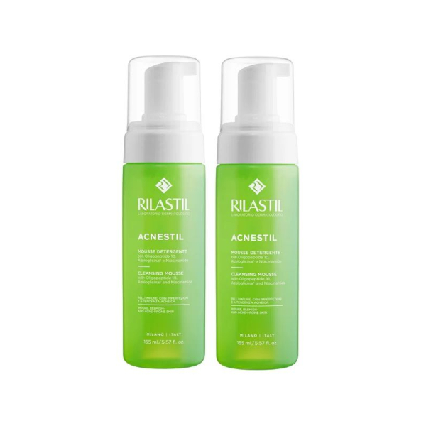 Rilastil Acnestil - Mousse Detergente Per Pelli Miste Grasse E A Tendenza Acneica 2 X 165 Ml