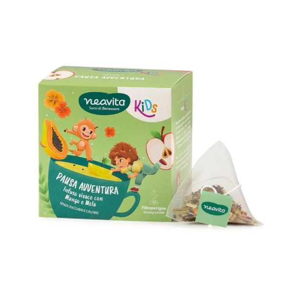 Neavita Kids - Pausa Avventura Infuso Con Mango E Mela Tisana Per Bambini Dai 3 Anni, 10 FiltroScrigno