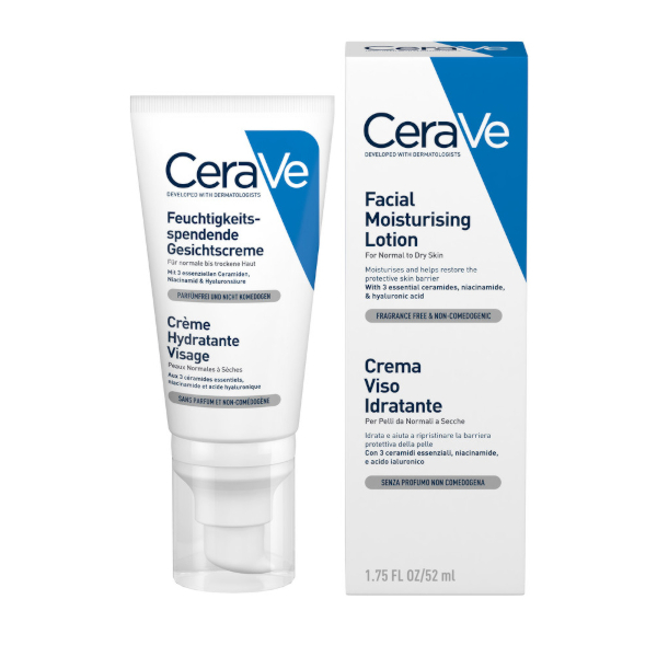 Cerave Crema Viso Idratante 50ml Pelli Normali/Secche Con Ceramidi E Acido Ialuronico