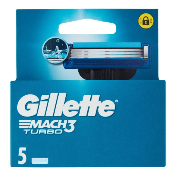 Gillette Mach3 Turbo Lame Di Ricambio X5