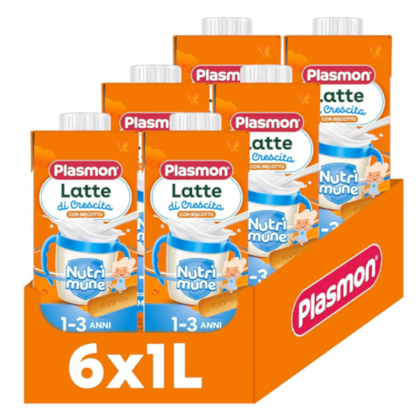 Plasmon Stage 1-3 Anni Latte Di Crescita Al Biscotto 6 X 1 L