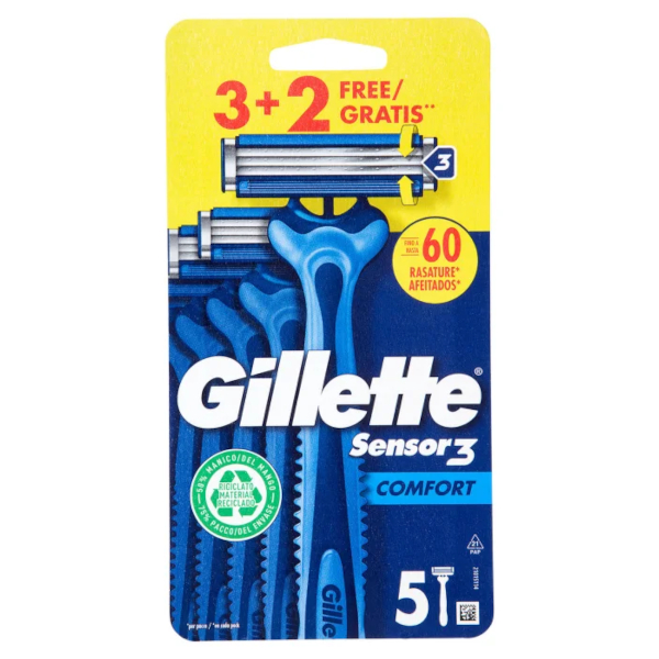 Gillette Sensor3 Comfort Rasoi Usa E Getta 3+2