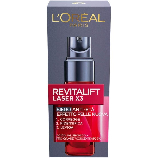 L'OREAL REVITALIFT LASER X3 SIERO ANTI-ETA EFFETTO PELLE NUOVA 30ML.ACIDO IALURONICO E PRO-XYLANE