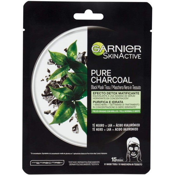 GARNIER SKIN ACTIVE HYDRA BOMB MASCHERA VISO NERA IN TESSUTO 28GR.PELLI NORMALI O MISTE