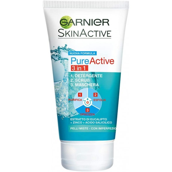 GARNIER SKIN ACTIVE GEL DETERGENTE 3IN1 ARGILLE 150ML.PELLI GRASSE O CON IMPERFEZIONI