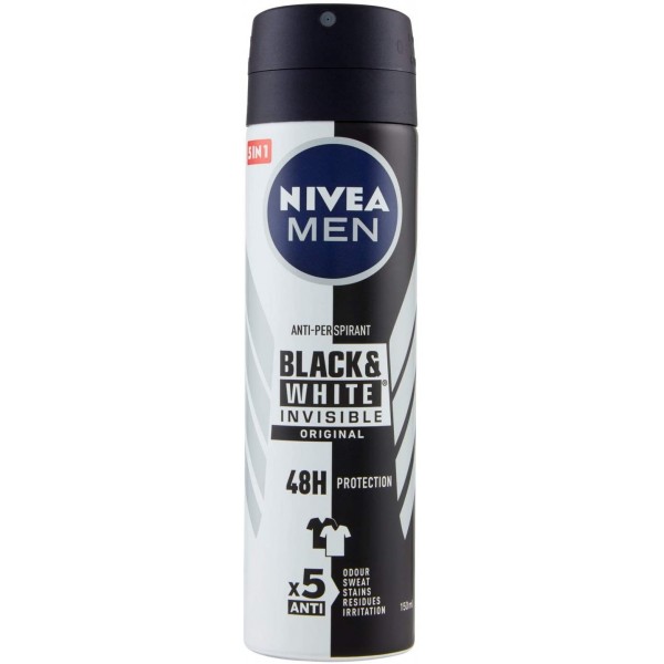 NIVEA MEN DEODORANTE SPRAY 150ML.INVISIBLE FOR BLACK&WHITE ORIGINAL