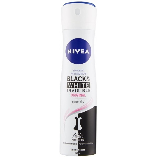 NIVEA DEODORANTE SPRAY INVISIBLE BLACK&WHITE LIMITED EDITION 150ML.ORIGINAL
