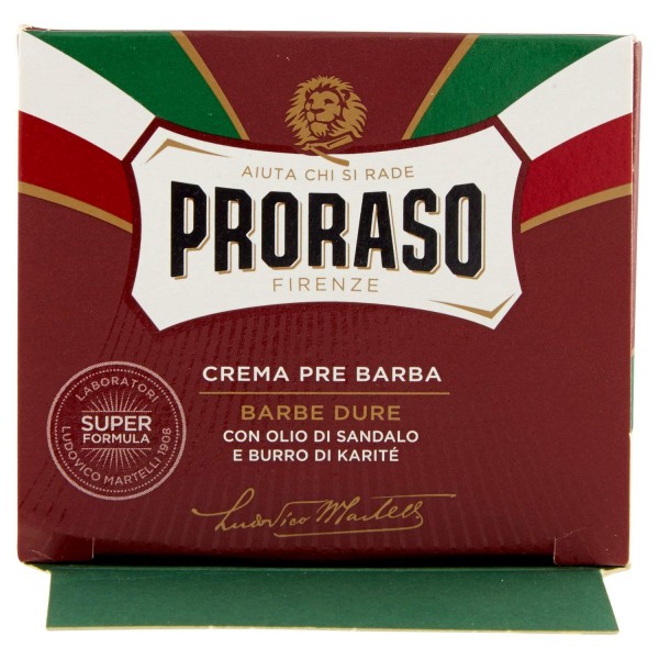 PRORASO CREMA PREBARBA BARBE DURE 100ML.OLIO DI SANDALO E BURRO DI KARITÈ