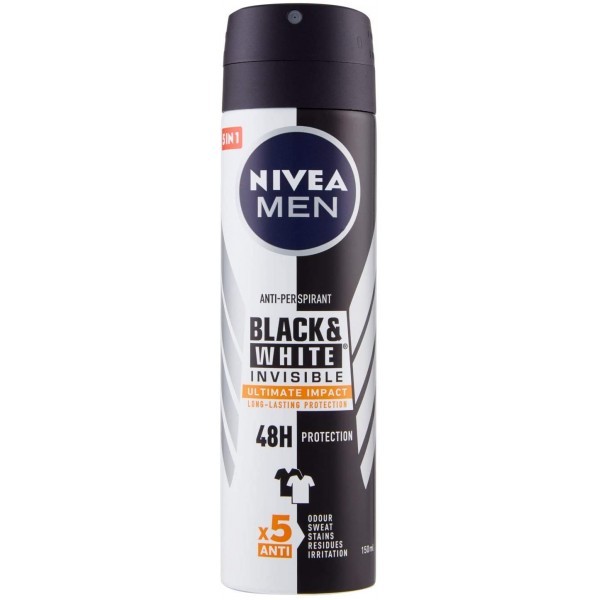 NIVEA MEN DEODORANTE SPRAY 150ML.INVISIBLE FOR BLACK&WHITE ULTIMATE IMPACT