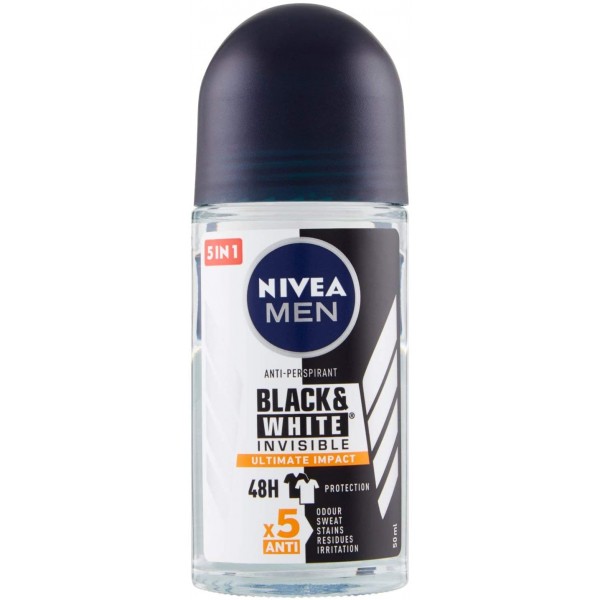 NIVEA MEN DEODORANTE ROLL ON 50ML.INVISIBLE FOR BLACK&WHITE ULTIMATE IMPACT