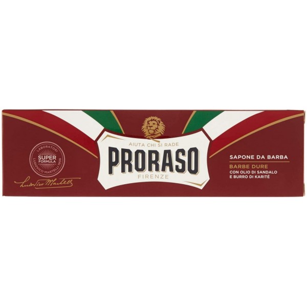 PRORASO SAPONE DA BARBA TUBO BARBE DURE 150ML.OLIO DI SANDALO E BURRO DI KARITE'