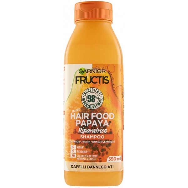 GARNIER FRUCTIS HAIR FOOD SHAMPOO RIPARATORE 350ML.PAPAYA PER CAPELLI DANNEGGIATI