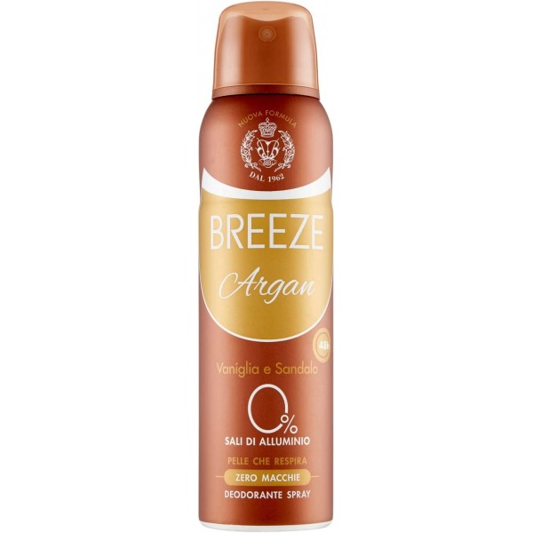 BREEZE DEODORANTE SPRAY ARGAN 150ML.VANIGLIA E SANDALO
