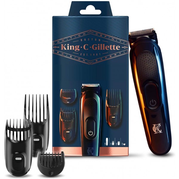 GILLETTE KING C REGOLABARBA CON 3 PETTINI INTERCAMBIABILI PER TUTTI GLI STILI DI BARBA