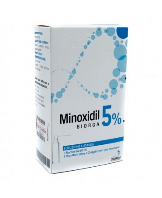 Minoxidil Al 5% Di Biorga Per Caduta Dei Capelli 3 Flaconi