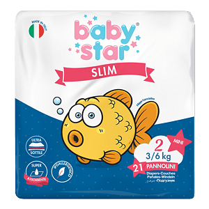 Pannolini Babystar Slim 3/6kg Taglia 2 Mini 21 Pezzi