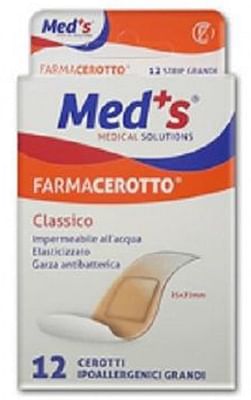 Cerotto Meds Strips Poliuretano Ipoallergenico Classico Grande 12 Pezzi