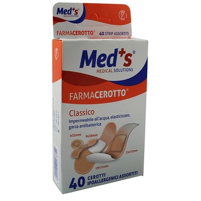 Cerotto Meds Strips Poliuretano Ipoallergenico Classico Assortiti 40 Pezzi
