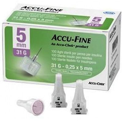 Ago Per Penna Da Insulina Accu Fine Pen Needle Accu Chek Gauge 31 X 5mm 100 Pezzi