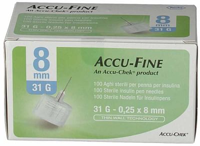 Ago Per Penna Da Insulina Accu Fine Pen Needle Accu Chek Gauge 31 X 8mm 100 Pezzi