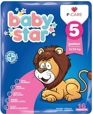 Pannolino Babystar 12/25kg T5 16 Pezzi