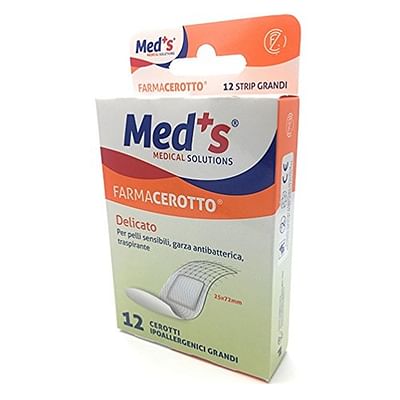 Cerotto Meds Strips Delicato Tessuto Non Tessuto Grande 12 Pezzi