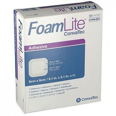 Medicazione In Schiuma Di Poliuretano Sottile Assorbente Con Adesivo In Silicone Microforato Convatec Foam Lite 8x8 10 Pezzi