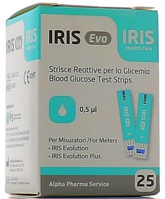 STRISCE MISURAZIONE GLICEMIA IRIS EVO 25 PEZZI