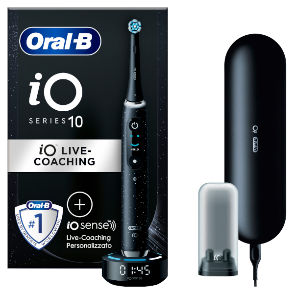 Oral-B Spazzolino Elettrico Ricaricabile IO 10 Nero + 1 Testina, 1 Custodia Da Viaggio Ricaricabile E 1 Caricatore IO Sense