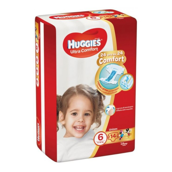 Pannolino Huggies Ultra Comfort Base 6 14 Pezzi (15-30Kg)