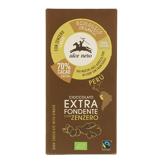 ALCE Tavoletta Cioccolato Fondente Con Zenzero Bio