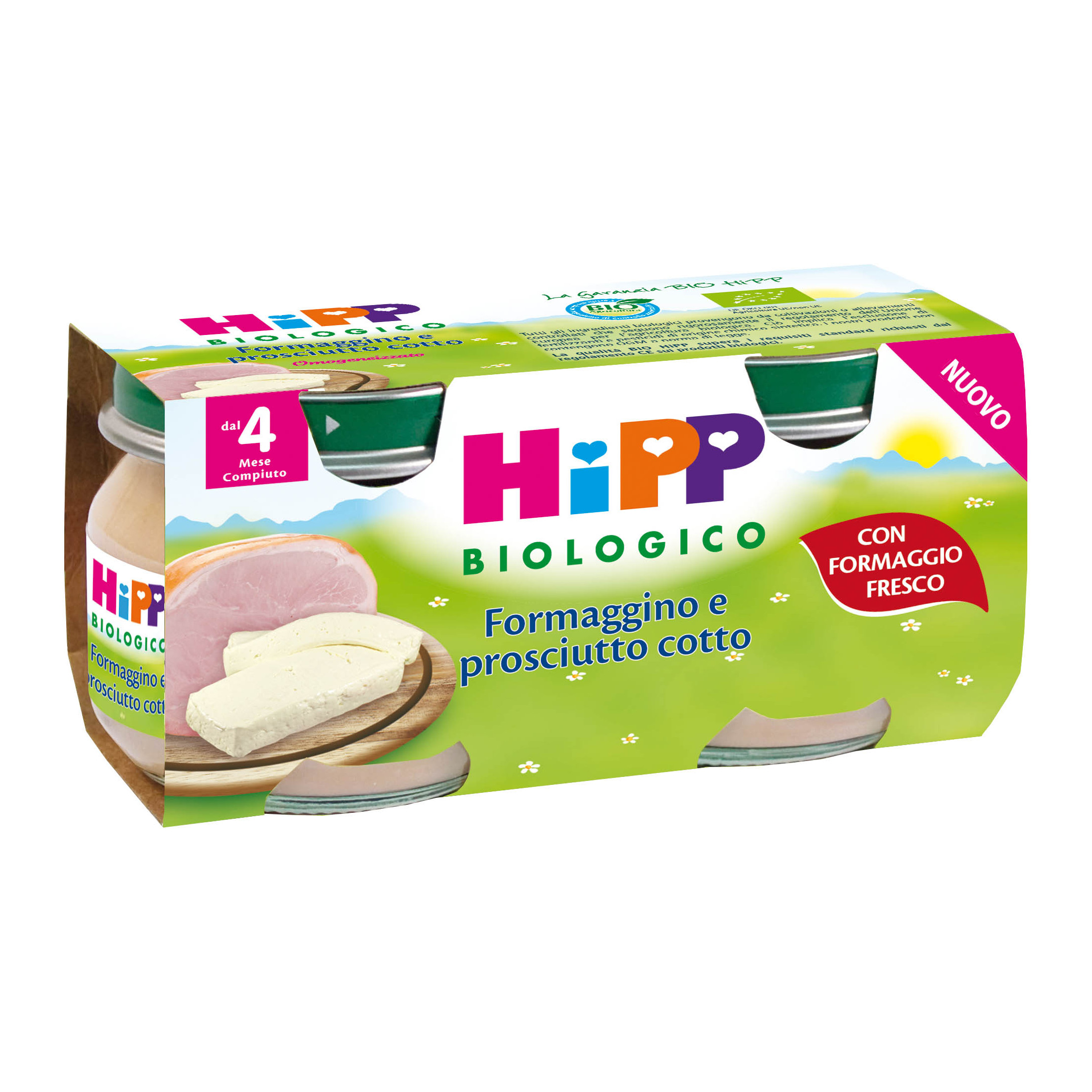 HiPP Omogeneizzato Biologico Formaggino E Prosciutto 2x80g